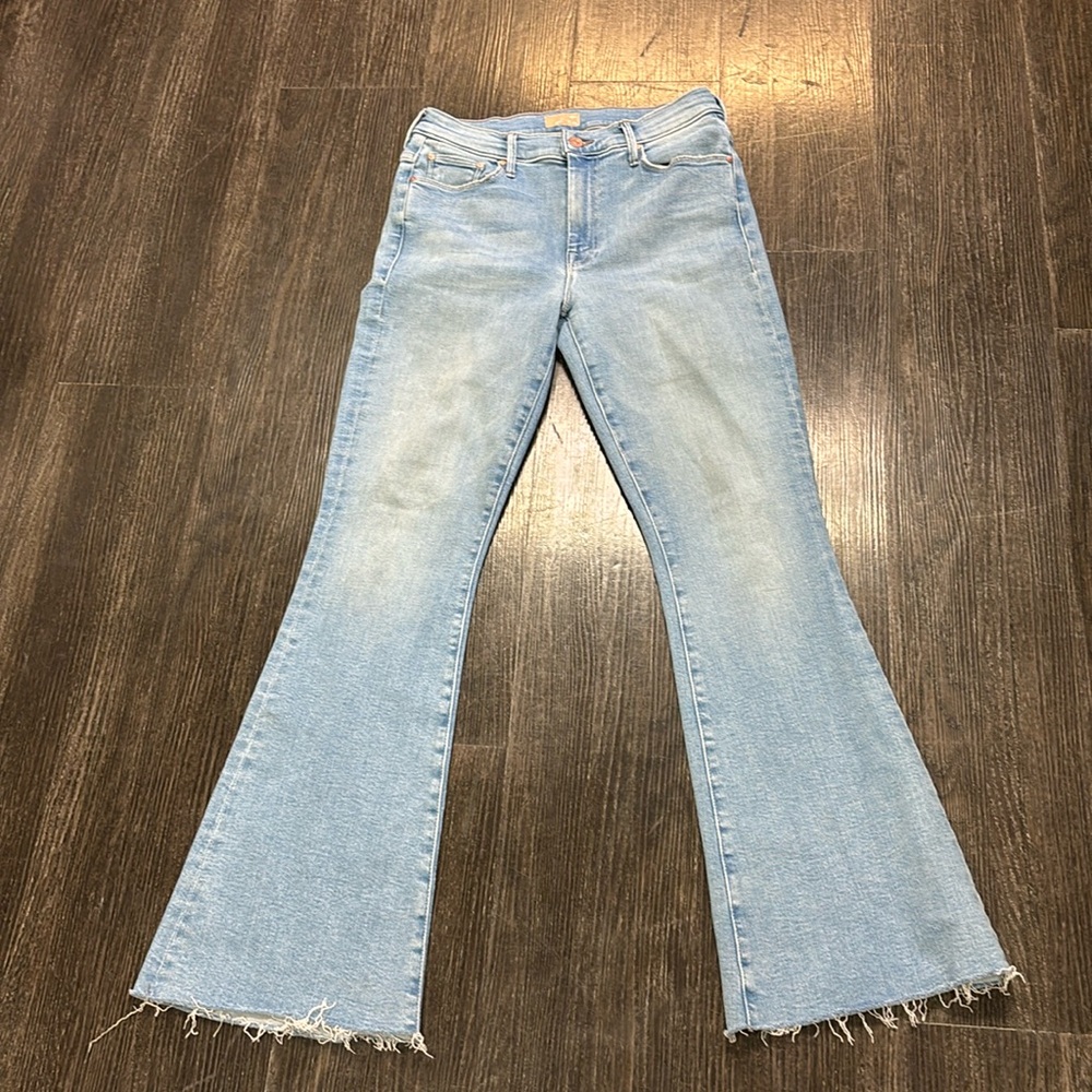 MOTHER Light Blue Denim Flare Jeans
